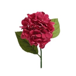 Dieproze bloemen met groene bladeren op een stevige steel, realistisch en levendig van kleur.
