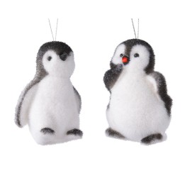 Zachte, schattige pinguïns van pluche in zwart-wit, met een vrolijke rode snavel.