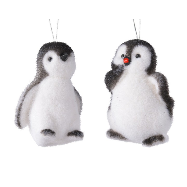 Zachte, schattige pinguïns van pluche in zwart-wit, met een vrolijke rode snavel.