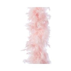 Soft, fluffy pink feathers arranged in a vertical line, creating a whimsical texture.