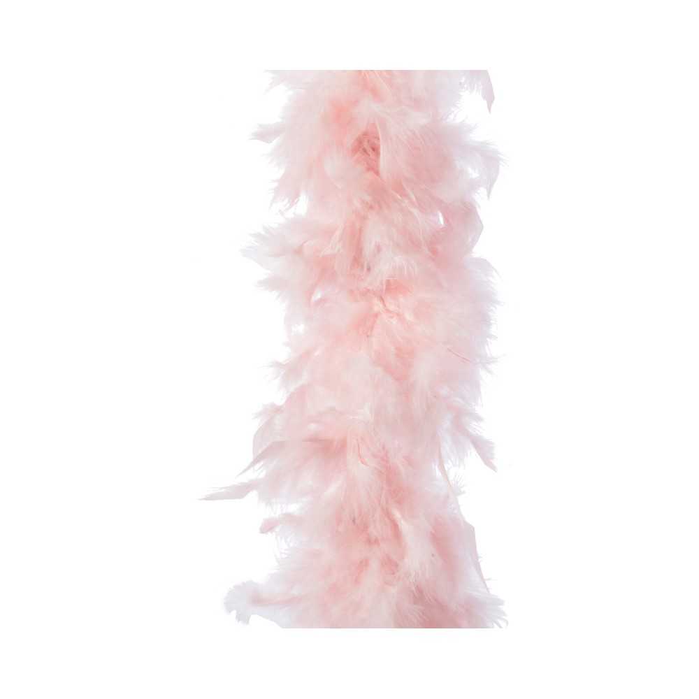 Zachte, luchtige roze veren in een lange, golvende strook.