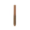 A tall, slender candle with a textured brown base and a smooth top section.