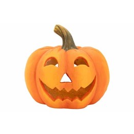 Een feloranje pompoen met grijnzende gezichten en een steelse stam. Halloween sfeer!
