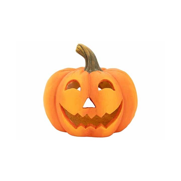 Een feloranje pompoen met grijnzende gezichten en een steelse stam. Halloween sfeer!