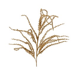 A delicate, golden plant stem with slender branches and tiny seed clusters.