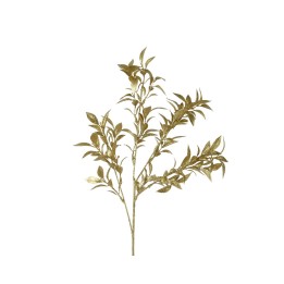Gouden tak met delicate bladeren, elegant en minimalistisch op een witte achtergrond.