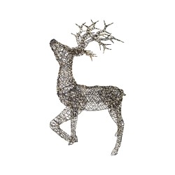 A wireframe reindeer with a graceful pose and intricate antlers, evoking a festive spirit.
