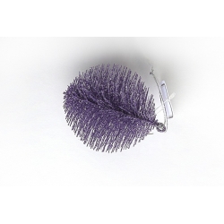 A shimmering purple leaf-shaped ornament with fine, glittery spikes.