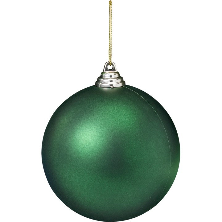 Glanzende groene kerstbal met een zilveren hanger, perfect voor feestelijke decoratie.