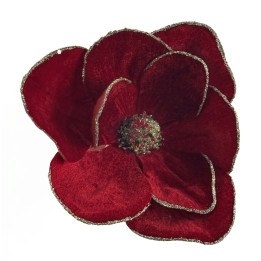 Rode fluwelen magnolia met clip