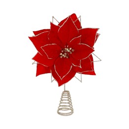 Red and gold poinsettia tree topper