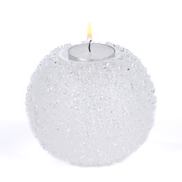 Glitter glazen bol waxinelichthouder