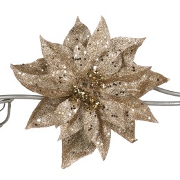 Glitter poinsettia clip champagne and gold