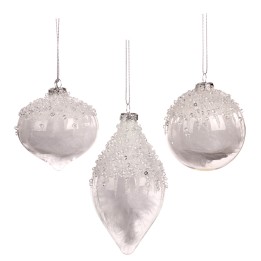 Glazen hanger met witte veren