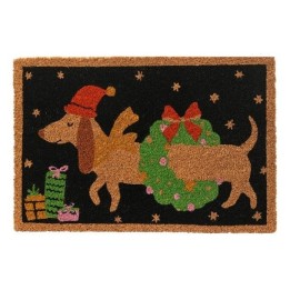 Coir doormat dachshund with wreath