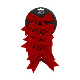 6 red velvet Christmas bows 12 cm