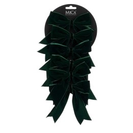 6 green velvet Christmas bows 12 cm