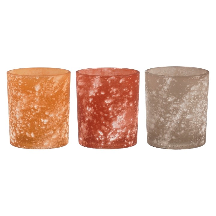 3 frosted glass tealight holders 8 cm