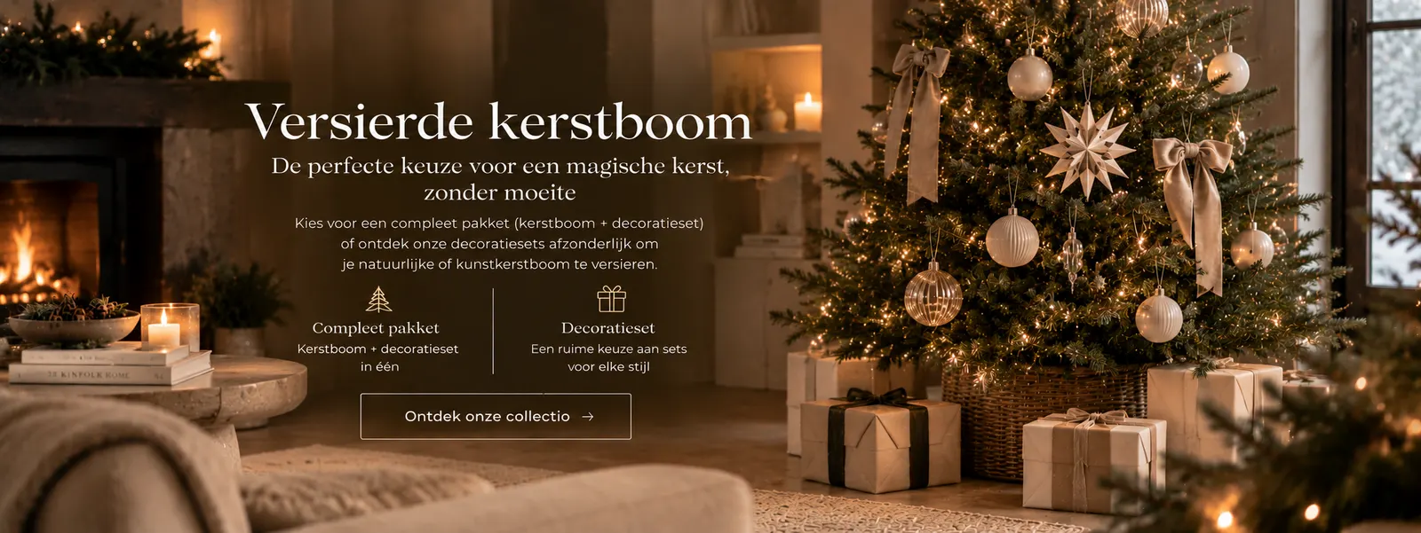 Versierde kerstboom: compleet pakket of decoratieset