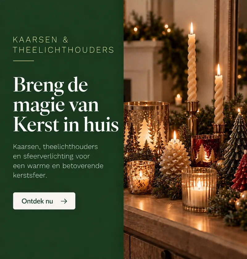 Lichtjes die Kerstmis doen stralen: kaarsen en waxinelichthouders