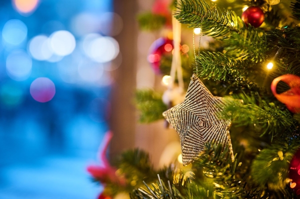 Kerstboom versierd met een ster