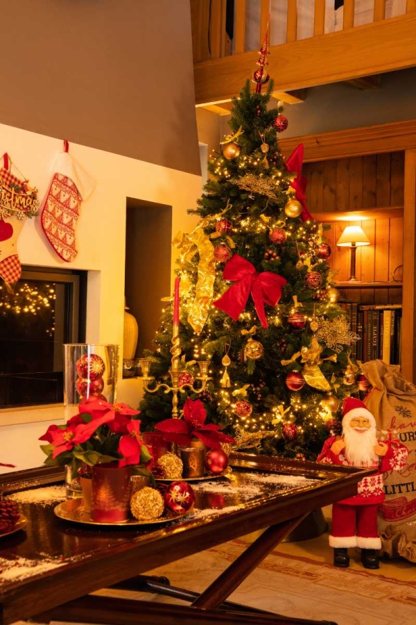 Kerstboom versierd met lichtjes